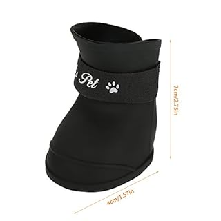 FILFEEL Filfeel Pet Rain Shoes, Silicone Dog Cute Waterproof Boots Anti-Slip Protective (M Black Color)