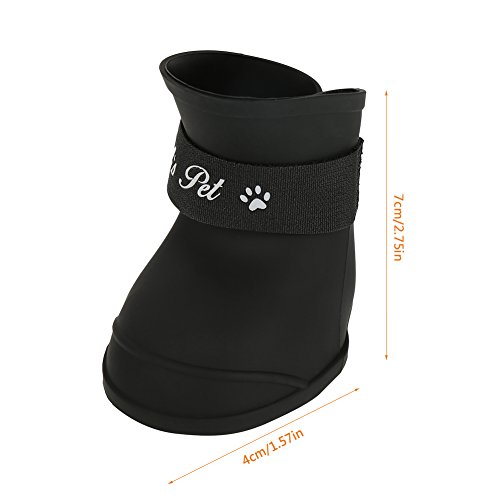 Haustier Hundestiefel, 4PCS Silikon Nette wasserdichte Stiefel Anti Rutsch Gummisohlen für Outdoor (Größe 2.0 'x 1.57in)