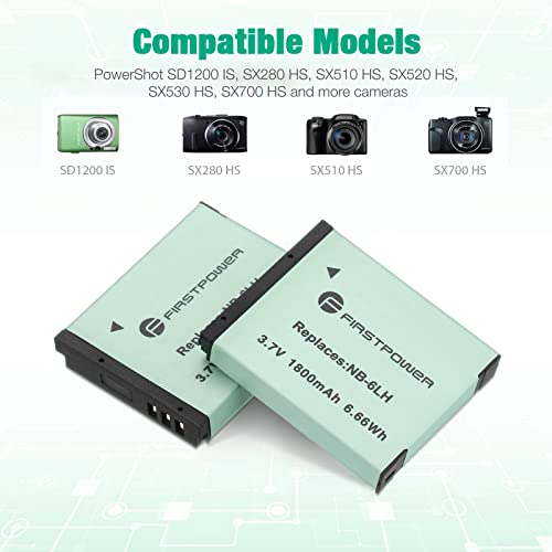 FirstPower-2-Pack-NB-6LH-NB-6L-Batteries-for-Canon-Powershot-S120-SX510-HS-SX280-HS-SX500-is-SX700-D20-S90-D30-ELPH-500-SX270-SX240-SX520-Cameras