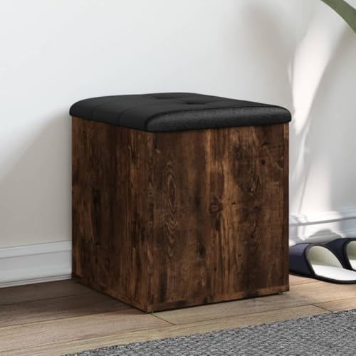 Banc avec espace de rangement et couvercle rabat stable marron