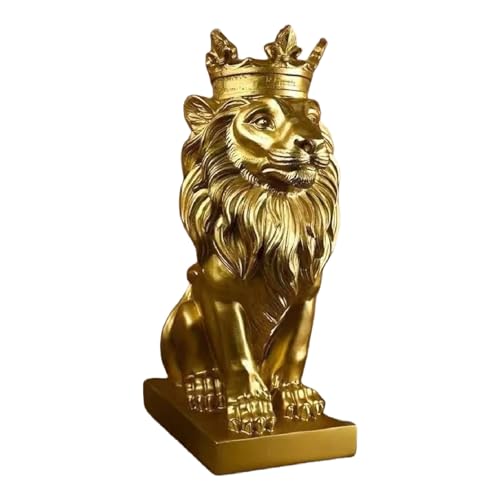 Majestic - Estatua del Rey León - Escultura creativa de resina, figura abstracta moderna de animales para decoración del hogar y la oficina, idea de regalo única (grande, blanco)