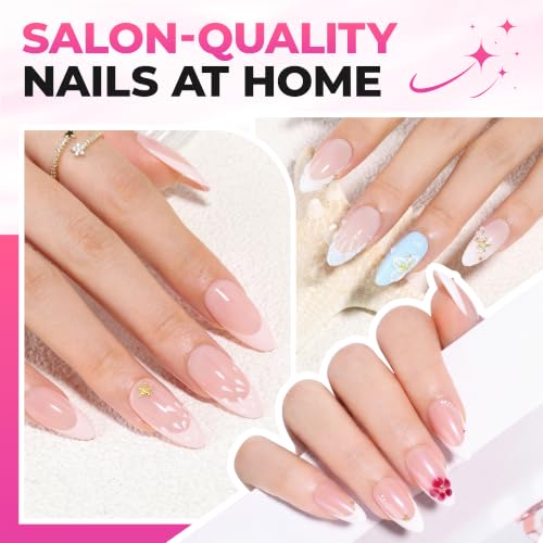 Image of UNA GELLA Medium Almond Gel Tips Nail Kit, Pre-Etched Nail Tips 120PCS