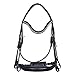 FLUFFYCUD Western Leather Bitless Snaffle Bridle for Horses, English Jumping Bridle with Crystal Browband, Removable Noseband & Rubber Reins Adjustable Padded Headstall (White Jadkan Black - Full)