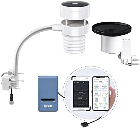 ECOWITT Weather Stations with Outdoor Sensor Wireless GW1103, WI-FI Ultrasonic Weather Staions+GW1100 Gateway with Rain Gauge Sensor, Weather Forecast Suitable for Home Garden Farm 868MHZ