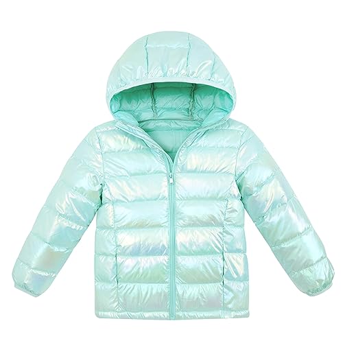Image of Lovekider Hooded Puffer Jacket for Girls 4-12T Down-Alternative Winter Coat Shiny Outerwear for Kids