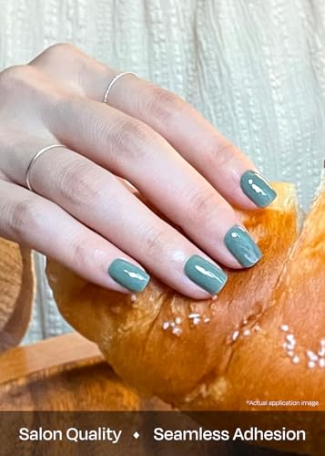 Image of ohora Semi Cured Gel Nail Strips (N Cream Leaf) - Green, Solid, Works with Any UV /LED Lamps, Salon-Quality, Long Lasting, Easy to Apply & Remove