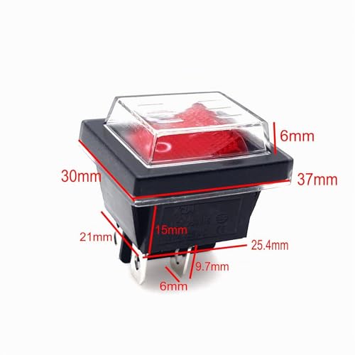 JZK Interrupteur à bascule lumineux DPST ON-OFF 250 VAC 16 A 4 broches 2 positions Couvercle étanche pour voiture, bateau, appareils ménagers – vue 5