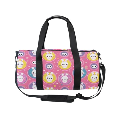 Cartoon Rabbit Sports Duffel Bag Durable Full Print Barrel Gym Bag with Multiple Pockets, Adjustable Shoulder Strap Ideal for Sports Gym Training Travel and Outdoor Use2
