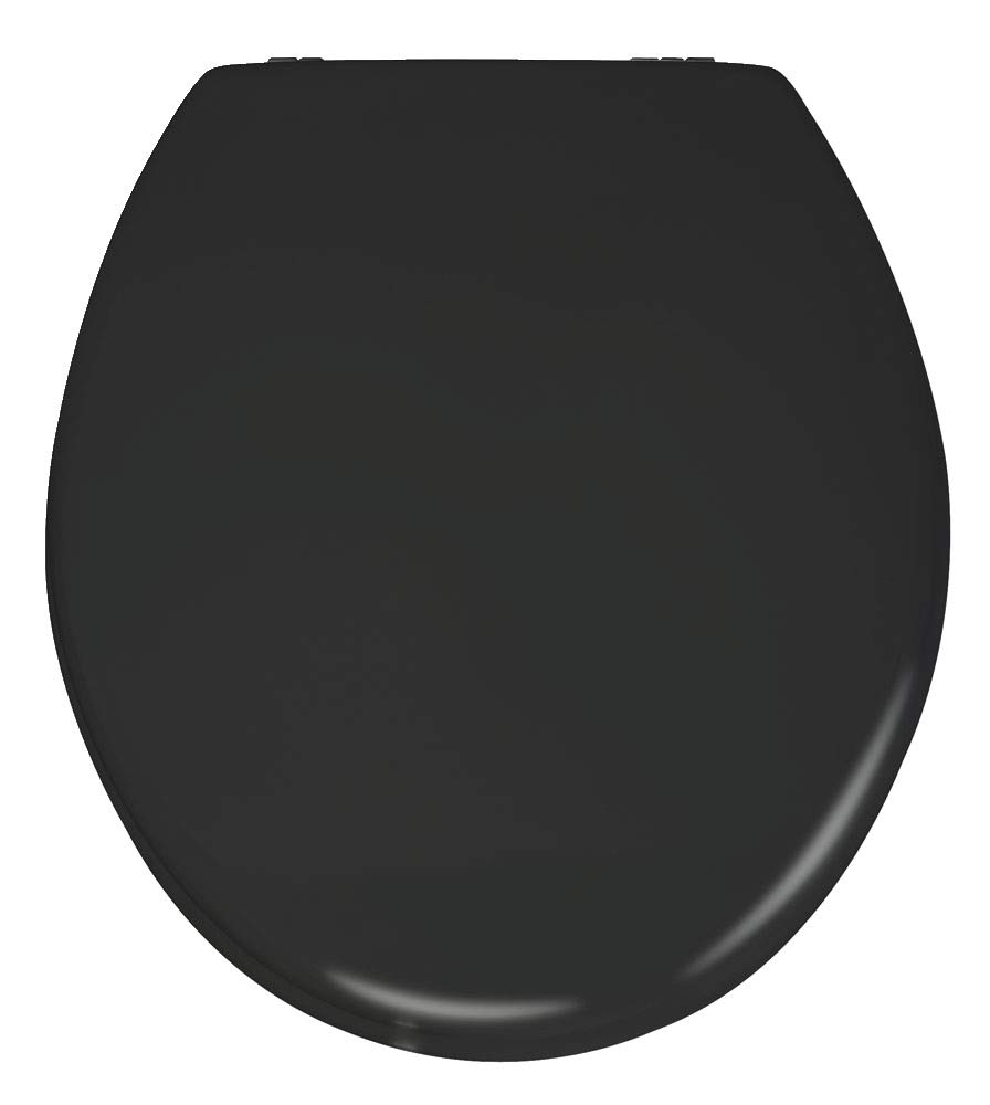 WENKO Abattant WC Noir Prima, abattant WC avec Fixation INOX, MDF, 37 x 41 cm, Noir Mat