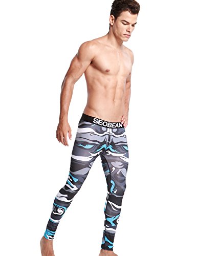 SEOBEAN Mens Low Rise Underwear Pants Long John Sports Leggings Tights4