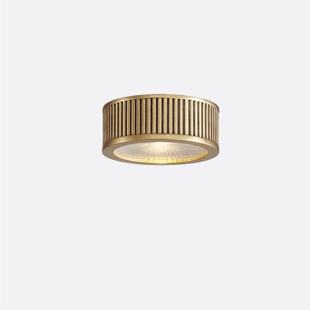 Vintage Massivmessing LED Deckenstrahler Flur Garderobe Einbauleuchte | Retro Kleine Deckenleuchte Aufbau Montage 4000K Natürliches Licht(7W,D12CM)