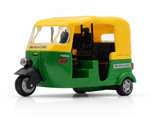 Image of NeoKiddo Pull Back CNG Auto Rickshaw Toy for Kids & Toddlers | 3-Wheeler Vehicle Toy with Driver | Educational Mini Tricycle Auto Toy for Boys & Girls (Green)