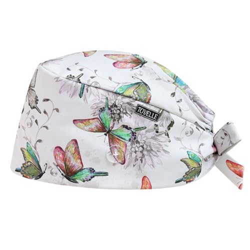 Image of Scrub Caps for Women with Buttons, Classic Surgical Caps | Double-Sided Printed, Adjustable,Long Hours, Sweatbands, Fabric Help Reduce Static Buildup