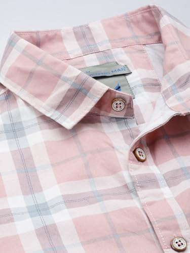 Image of Majestic Man Men Slim Fit Pure Cotton Checkred Half Sleeve Casual Shirt