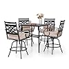 Sophia William 5 Piece Patio Bar Set Patio High Dining Set with 4 Swivel Bar Stools and 1 Square Bar Table All Weather Outdoor Furniture with Seat Cushions