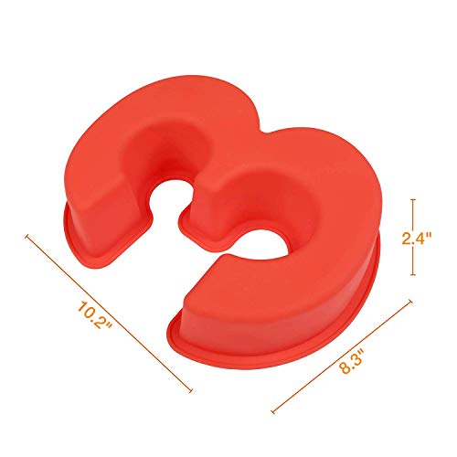 Large Number 3 Cake Baking Pan, Silicone 3D Cake Mold for Birthday and Wedding Anniversary, Perfect Gift for Baking Lovers, 10.2 x 8.3 x 2.4 Inch (3)