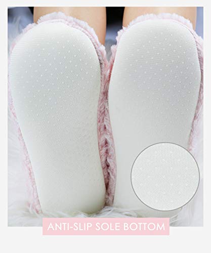Image of DICUIRD Womens Cozy&Warm Soft Sole Slipper Socks with Grippers-Girls Teddy Fleece Indoor Slipper with Non-skid Bottoms