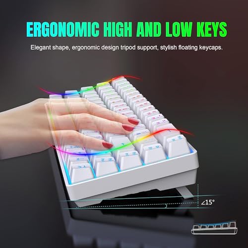 Snpurdiri 60% Wireless Keyboard and Mouse Combo, RGB Backlit Rechargeable Gaming Bundle, 40Hrs Battery, Compact Desktop Set for PC/Mac(White - Image 5