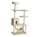 PawHut Árbol Rascador para Gatos con Múltiples Plataformas Juguete Colgante Cueva Espaciosa Hamaca Suave Postes Rascadores para Gatos Dormir y Jugar 70x40x152 cm Beige