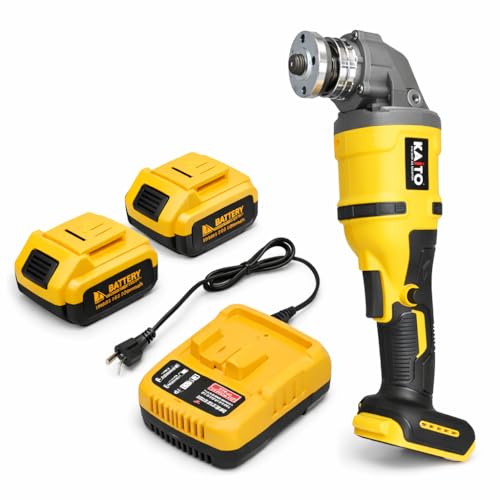 Image of KAITO Cordless Angle Grinder 115mm | 48V Li-ion | 8500-11000 RPM | Brushless Motor | Variable Speed Control | Includes 2 Batteries & Fast Charger | Heavy-Duty Cutting & Grinding Tool