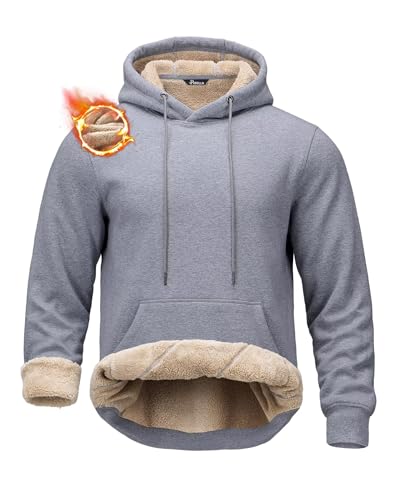 Pudolla Men's Sherpa Hoodie Pullover Winter Thick Warm Fleece Lined Hoodies Athletic Sweatshirts with Kangaroo Pouch Pocket