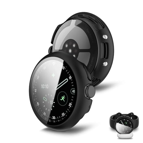 Gewhineul �K���X�t�B������̌^�P�[�X �Ή� Google Pixel Watch 4 (2025), PC+TPE�ގ� �����ߗ� �w��h�~ ���h�~ �J�o�[ �Ή� �O�[�O���s�N�Z���E�H�b�` 4, ��d�\�� �S�ʕی� �����^ ���ϋv �����ȒP �ϏՌ�
