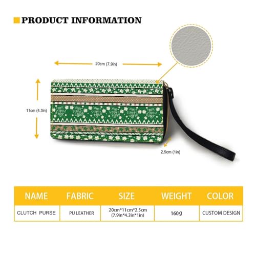 Green Stripe Pattern Womens Wallet RFID Blocking Zip Around Clutch Large Capacity Leather Multi Card Slot Purse Wristlet Strap Gifts for St.Patrick's Day3