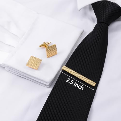 HAWSON Metal Cufflinks and Tie Clip Set for Men Novelty Cuff Links and Tie Bar Gifts for Wedding Level,Football, Musical Symbols Designs2