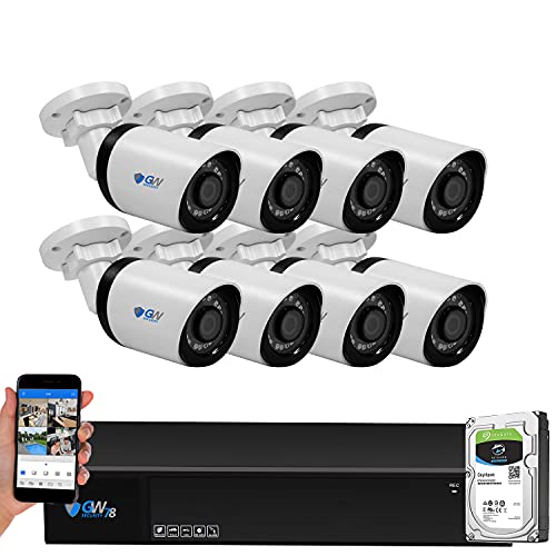 GW Security 8 Channel 4K H.265+ CCTV System Surveillance DVR Kits with (8) x HD 8MP 2160P Outdoor/Indoor 4K AI Face Detection Bullet Security Cameras, 100ft Night Vision, 2TB Hard Drive Pre-Installed