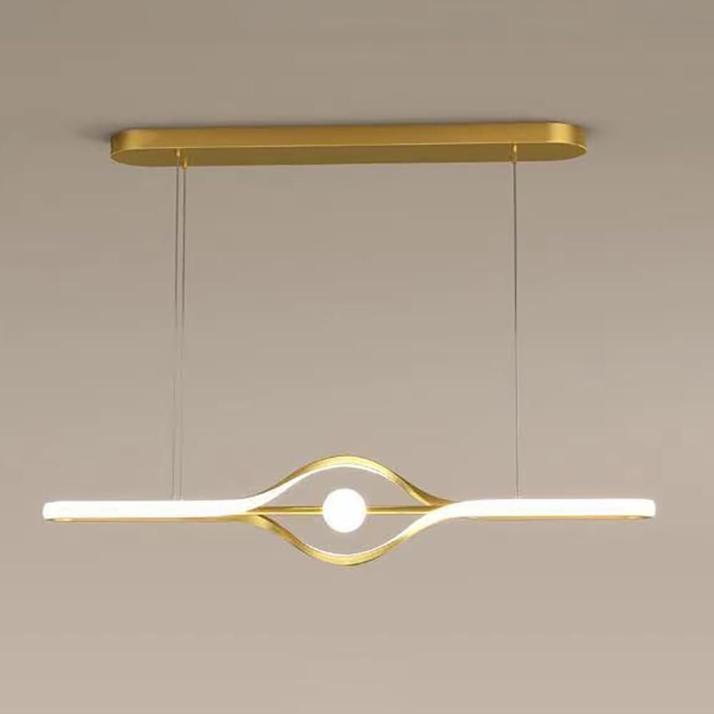 SBZIOJHDR Ceiling Lights, Linear Modern 48W LED Dining Room Long Strip Adjustable Height Chandeliers for Living Office(Gold,6000k White Light)