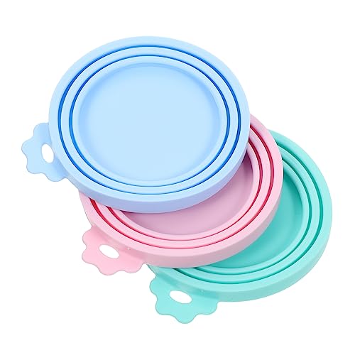 Happyyami Cat Food Can Lids 3pcs Reusable Lids Easy to/off Dishwasher Safe Silicone Material for Fresh-keeping