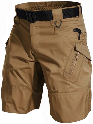 AUTIWITUA Men's Hiking Shorts Waterproof Tactical Cargo Short Pants Quick Dry Work Shorts with Multi Pockets(No Belt)