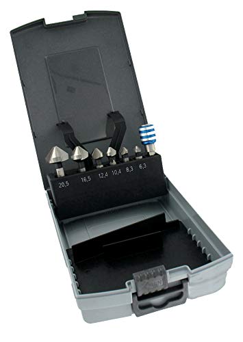 Tivoly 10332370001 Coffret 6 Fraises a Noyer Avec Porte-embout Queue Hexa 6,35mm, Contient Ø6,3/8,3/10,4/12,4/16,5/20,5mm + 1 Porte-embouts