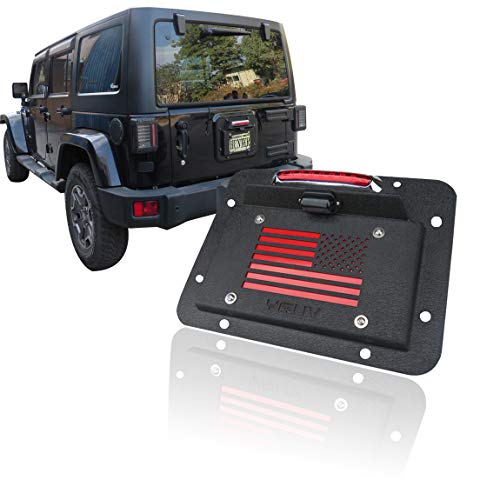 Vijay Tioyar Spare Tire Delete License Plate Relocation Kit W/Plate Illuminate Light & Third Brake Light Compatible With 2007-2017 Jeep Wrangler Jk Jku #TOP3