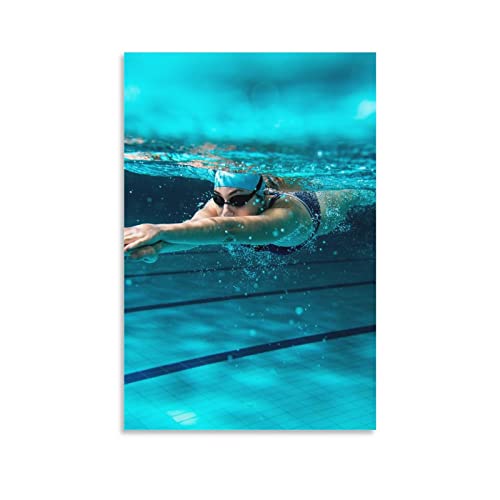 Inspirational Swimming Sport Poster Canvas Wall Art Prints For Wall Decor Room Decor Bedroom Decor Gifts 16X24Inch(40X60Cm) Unframe-Style #TOP11