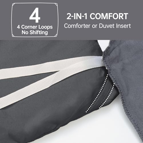 Image of MUXHOMO Oversized King Comforter Set, Lightweight Down Alternative Bed Set | All Season 3 Piece Bedding Set,Ultra Soft Down Alternative,Includes 1 Comforter 120x98 and 2 Pillow Shams 20x36,Dark Grey