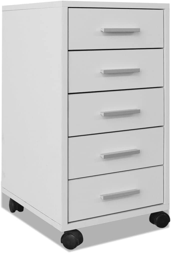 vidaXL Office Drawer Unit with Castors 5 Drawers Home Indoor