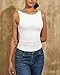 Simlakey 2 Pack Women Tank Tops Boat Neck Slim Fit Tops Open Back Crop Shirts Sleeveless Padded Summer Going Out Basic(Baby Blue, White,M)