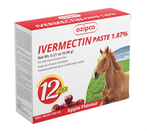 OZIPCO Ivermectin Horse Paste 1.87% | Apple Flavor – 6.08g Syringe for Equine Use Only Up to 1250 LB (12-Pack)