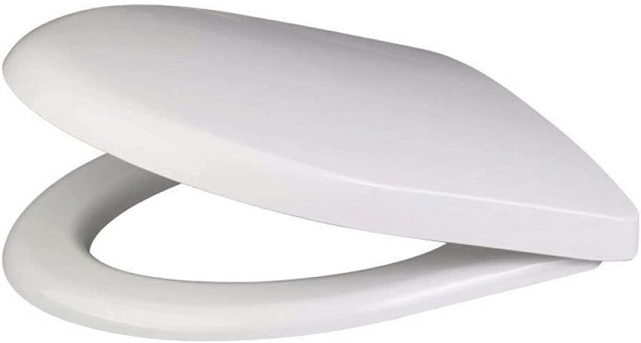 Toilet Lid - Molded Wood with Color Matched Plastic Hinges Elongated Seat, White