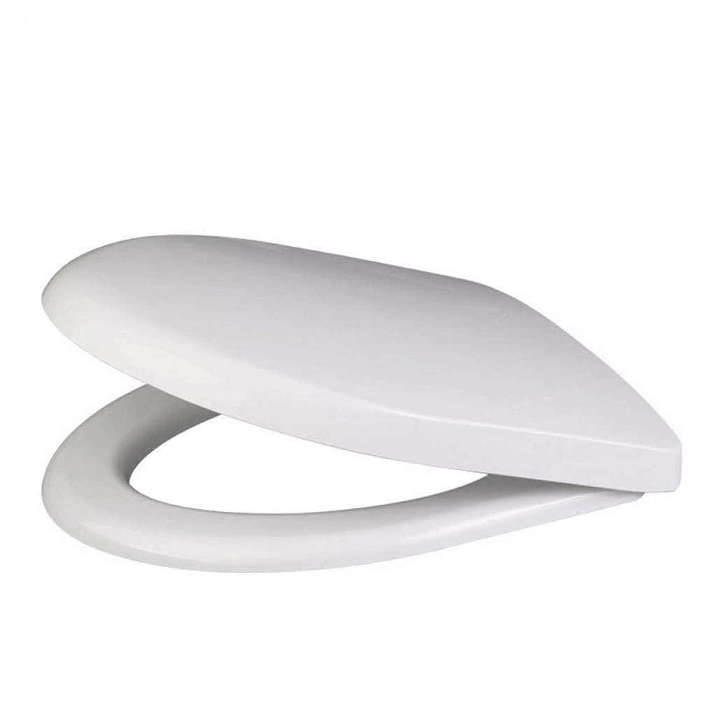 MOBYGKFY Toilet Lid - Molded Wood with Color Matched Plastic Hinges Elongated Seat, White
