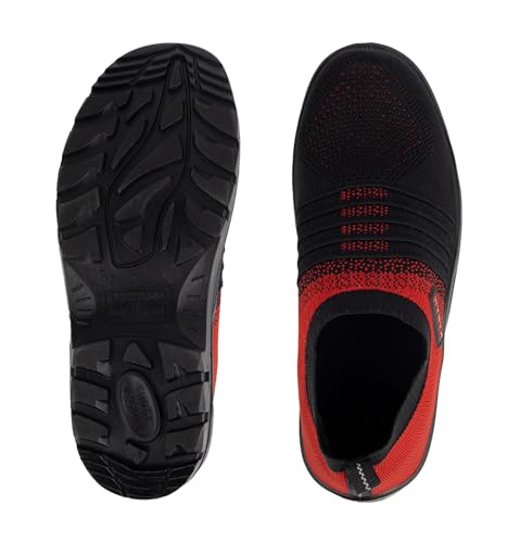 Image of KARAM Flytex FS202 Safety Shoes for Men | Sporty Design, Lightweight with Single Density | Antistatic, Antislip, Oil & Heat Resistant with Fiber Toe | Red & Black | Size-07