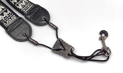 lightstar Embroidery Saxophone Neck Strap - (Comfort, Breathable, Metal Swivel Snap Hook) Sax Neck Strap for Alto Tenor (Black and white embroidery)