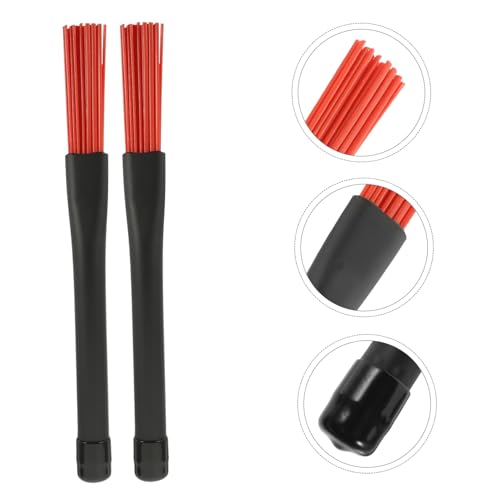 FAVOMOTO 1 par de brochas para batería con mango cómodo para principiantes, accesorio para batería para música jazz y acústica miniatura 3