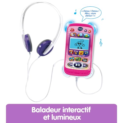 VTech Baladeur Magic Baladeur Musical Enfant avec Casque Audio Écran Rétroéclairé Effets Lumineux Musiques et Jeux Éducatifs Cadeau Enfant de à Contenu en Français - vue 10