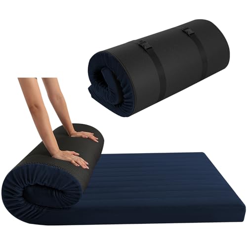 MeMoreCool Aufrollbare Matratze Einzelbett, tragbare Futon-Matratze, hochdichter Schaumstoff, faltbare Bodenmatratze mit Reisetasche, Bodenliege, Gästebett, Schlafmatratze für Reisen, Autozelt