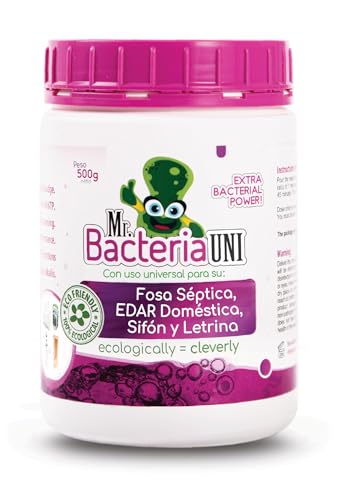 Mr. Bacteria UNI Activador universelle para Fosse septique, Planta de Tratamiento de Aguas RESIDUALES domésticas, desagües y tuberías et latrine, utilisation universelle 500g - 1 unidad