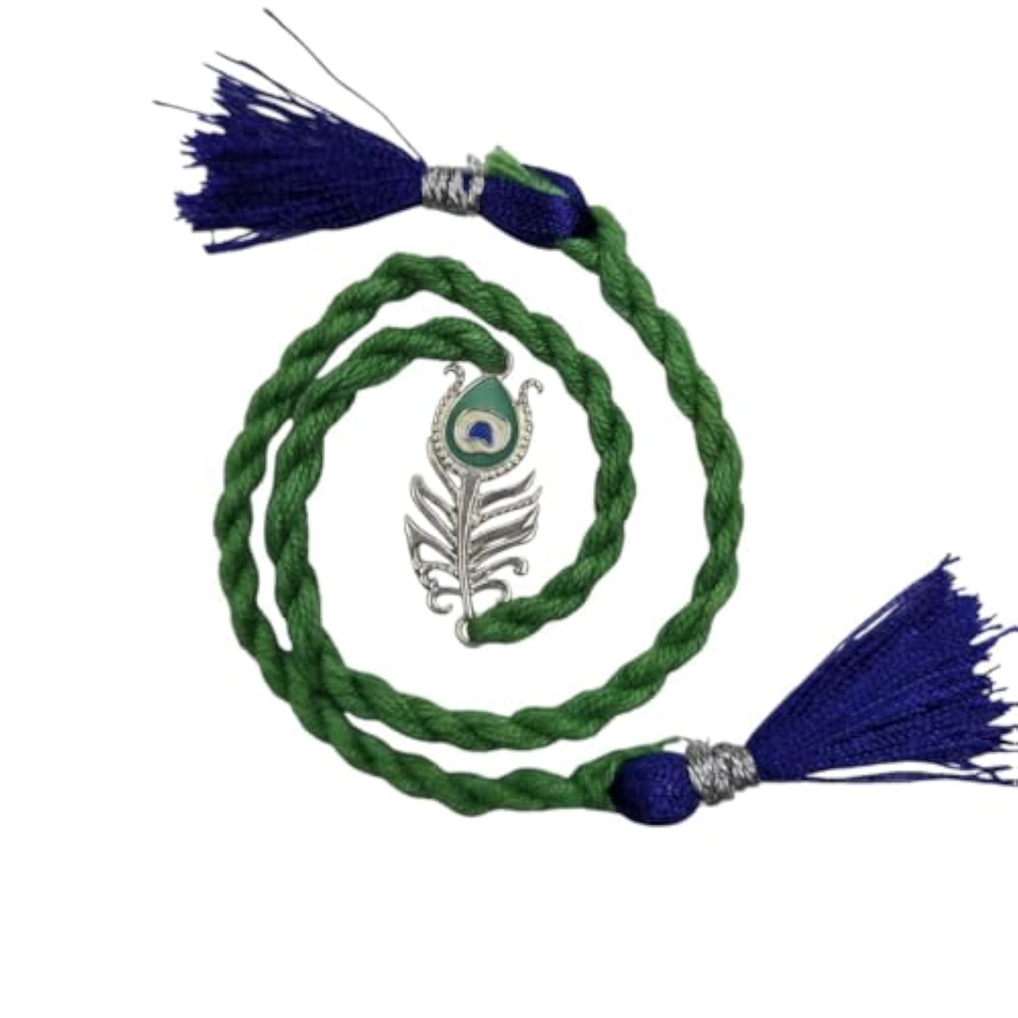 925 Silver Peacock Feather Rakhi with Kumkum & Chawal Bottle