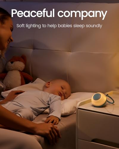 Image of CHICWAY White Noise Machine with AI Cry Detection for Baby Adult, Cyan | 2026 Mom's Choice Awards, 18 Soothing Sound, Bluetooth Rechargeable White Noise Machine for Home Office, Nursery Light