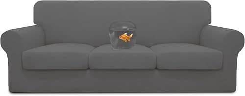 Easy-Going Funda de sofá suave 100% impermeable doble de 4 piezas para perros, funda de sofá para sofá de 3 cojines separados, protector de muebles